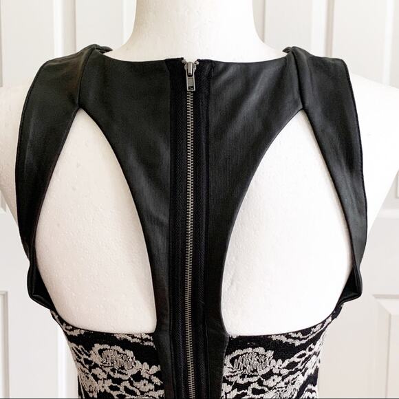 Material Girl Dress Brooklyn Caviar Black Faux Leather Lace Cut Out Mini Small - Picture 6 of 13